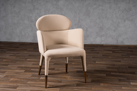 Modrest Shannon Modern Beige Vegan Leather & Rosegold Dining Chair Model VGVC-B022A-BGE