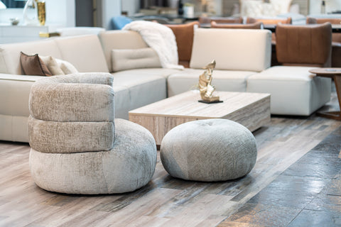 Divani Casa Shay Modern Grey Fabric Accent Chair & Ottoman Model VGEV-CH325-GRY-SET