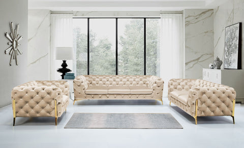 Divani Casa Sheila Transitional Light Beige Fabric Sofa Set Model VGCA1346-OBEI-SET