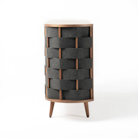 Modrest Sheridan Mid Century Modern Grey Fabric & Walnut Buffet Model VGDWJ9899