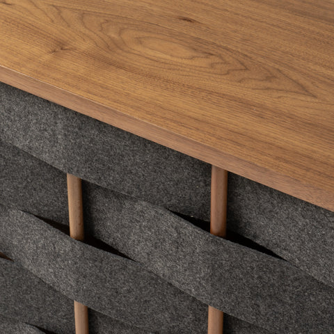 Modrest Sheridan Mid Century Modern Grey Fabric & Walnut Buffet Model VGDWJ9899