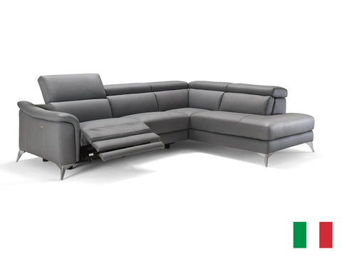 Lamod Italia Monte Carlo Italian Modern Grey Leather Raf Sectional Sofa Model VGCC-MONTECARLO-G-RAF