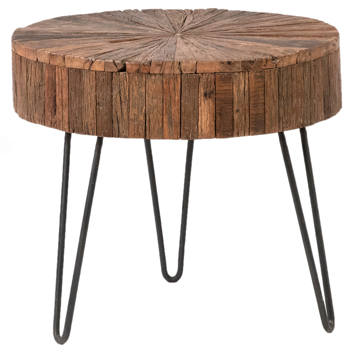Guidan Antique Brown Sealed Finish and Gunmetal Legs Side Table