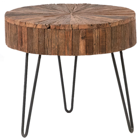 Guidan Antique Brown Sealed Finish and Gunmetal Legs Side Table