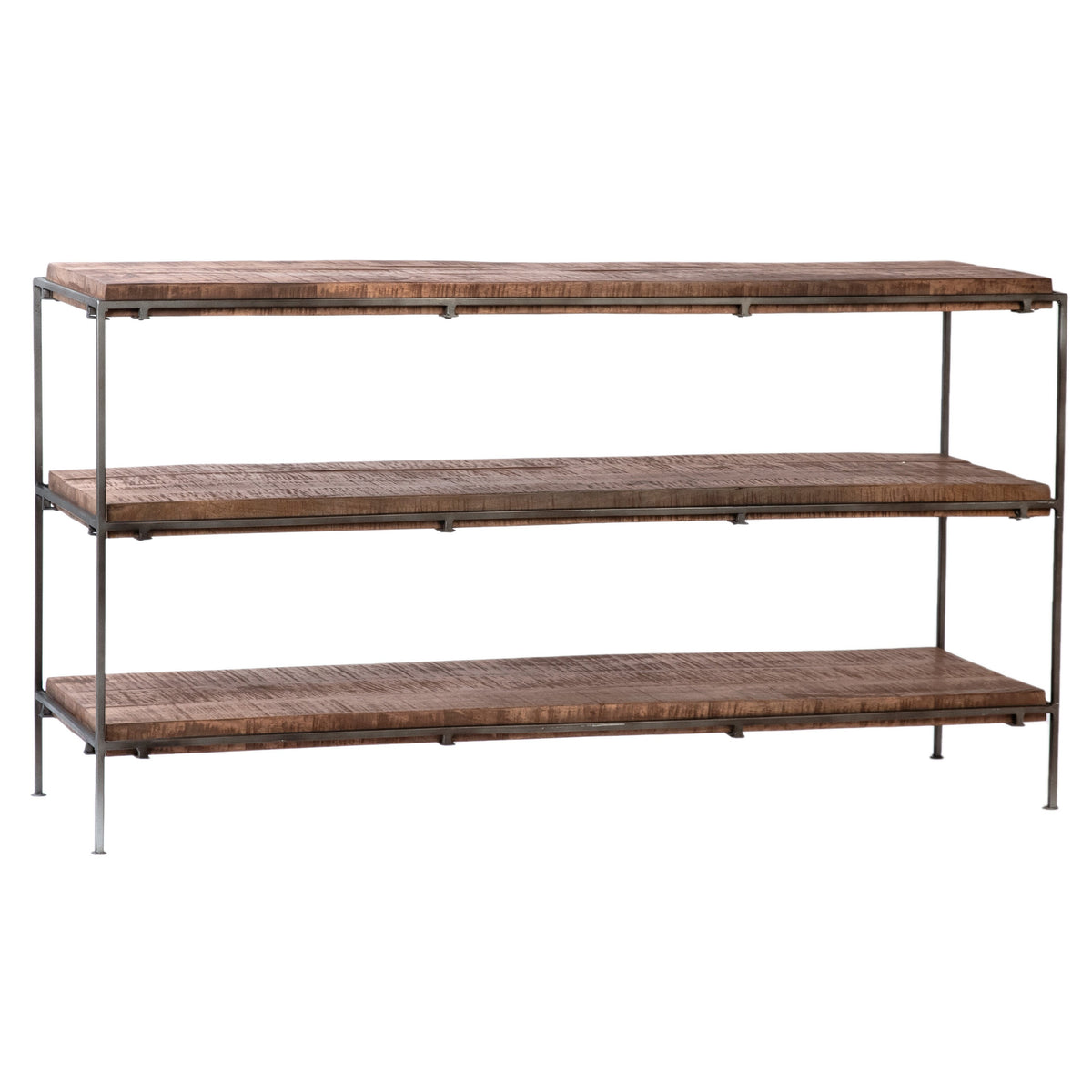 Tristan Medium Brown Sealed Finish and Gunmetal Legs Console Table