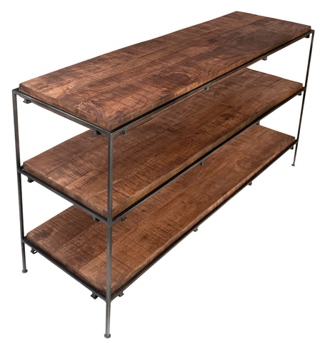 Tristan Medium Brown Sealed Finish and Gunmetal Legs Console Table