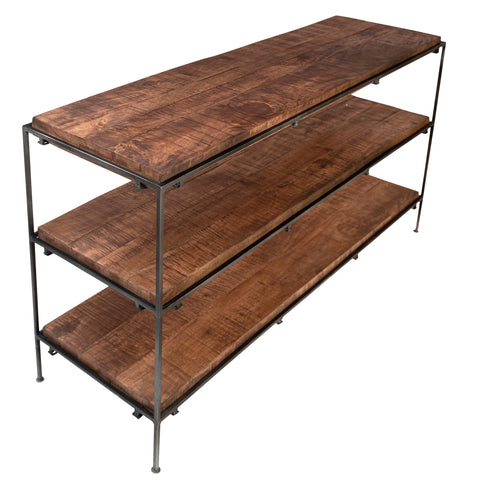 Tristan Medium Brown Sealed Finish and Gunmetal Legs Console Table
