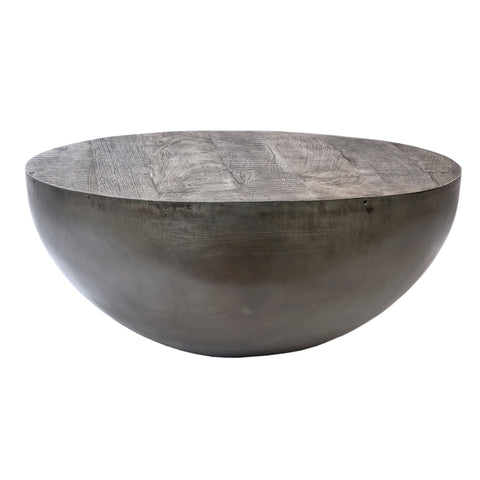 Sarika Antique Grey Wood Wash and Dark Pewter Metal Finish Coffee Table