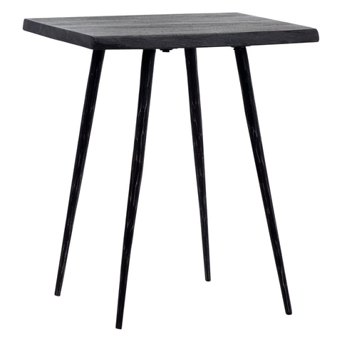 Velez Sandblasted Grey Finish and Antique Black Metal Legs Side Table