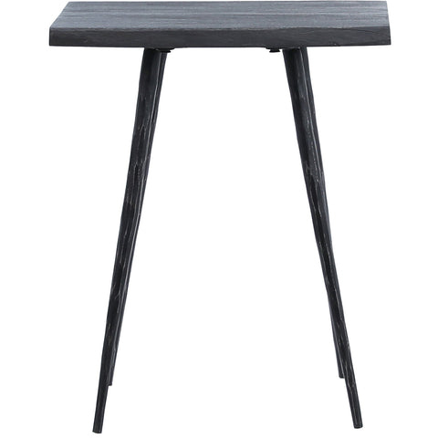Velez Sandblasted Grey Finish and Antique Black Metal Legs Side Table