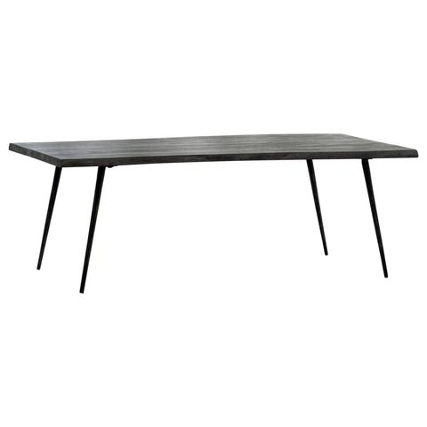 Velez Sandblasted Grey Finish and Antique Black Metal Legs Coffee Table