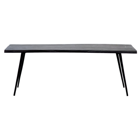 Velez Sandblasted Grey Finish and Antique Black Metal Legs Coffee Table