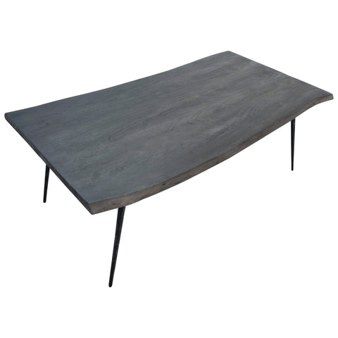 Velez Sandblasted Grey Finish and Antique Black Metal Legs Coffee Table