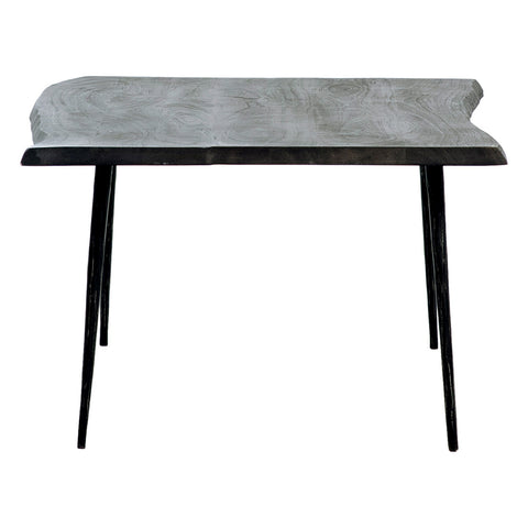 Velez Sandblasted Grey Finish and Antique Black Metal Legs Coffee Table