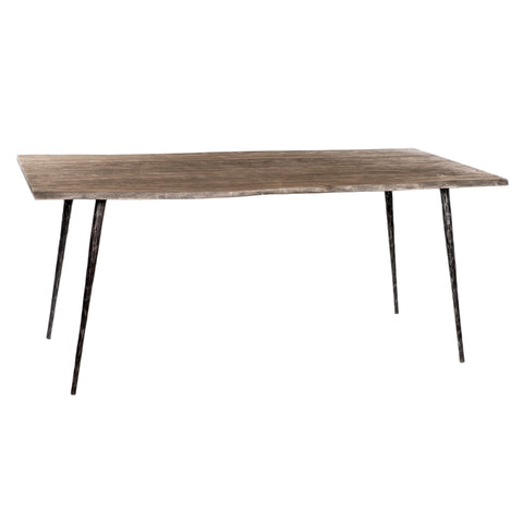 Velez Dark Grey Wash Finish and Antique Black Metal Legs Dining Table