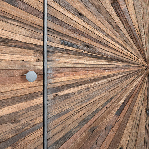 Hasse Gunmetal Steel with Natural Wood Finish Sideboard