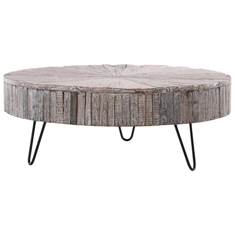Guidan Light Grey Wash Sealed Finish and Gunmetal Legs Coffee Table