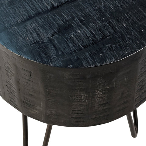 Barocca Black Sealed Wood and Iron Finish Side Table
