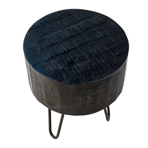 Barocca Black Sealed Wood and Iron Finish Side Table
