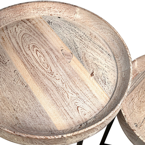 Thomas Light Warm Wash Finish and Black Iron Legs Nesting Tables