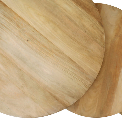 Balasco Natural Wood Finish and Powder Coated Metal Coffee Table Set Of 3