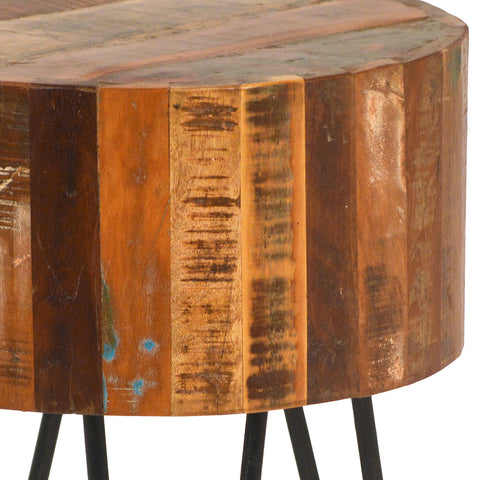 Quito Medium Brown Distressed Paint and Seal with Black Metal Legs Side Table