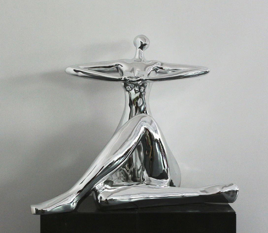 Modrest Lady Yoga Modern Silver Polyresin Sculpture Model VGSZ-0395-SIL
