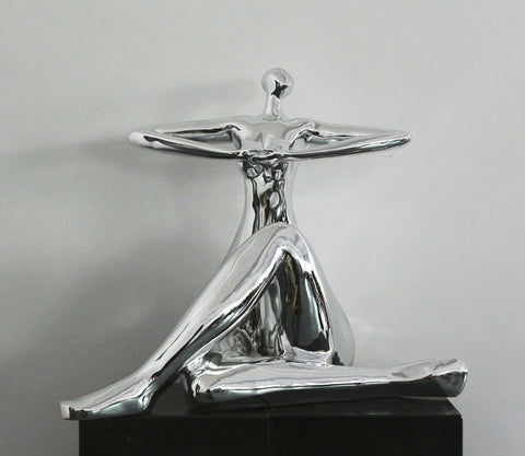 Modrest Lady Yoga Modern Silver Polyresin Sculpture Model VGSZ-0395-SIL