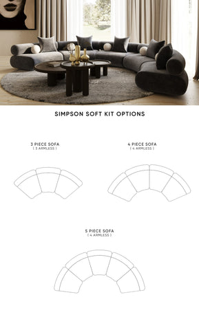 Divani Casa Simpson Contemporary Dark Grey Fabric Curved Modular Sectional Sofa Model VGOD-ZW-23018-GRY-MOD