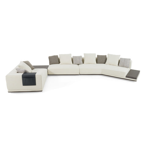 Lamod Siret Modern Ivory Fabric Modular Sectional With Coffee Table Model VGBB-HR-SOFA-IVY