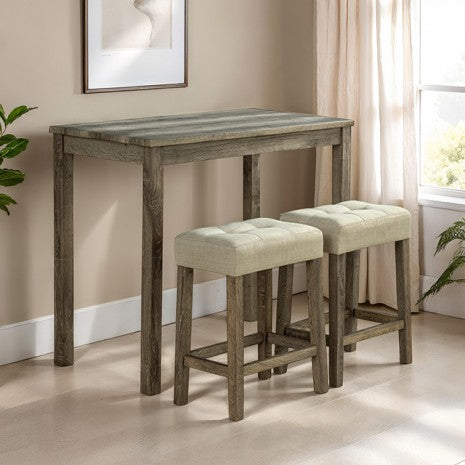 Adelaide 3 Pc. Dining Table Set Model Sl3400Br-Pt-3Pk-Stool By Furniture Of America 