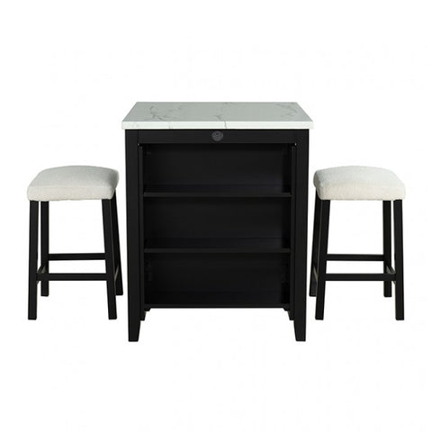 Chalcedony 3 Pc. Dining Table Set Model Sl3401Bk-Pt-3Pk-Stool By Furniture Of America 