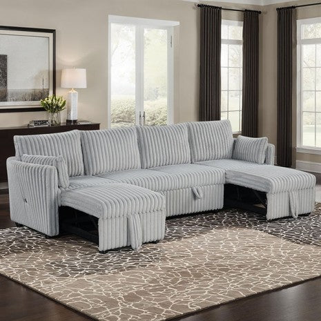 Denholme U-Sectional W/ Pull Out Model Sl64002Gy-Sect By Furniture Of America 