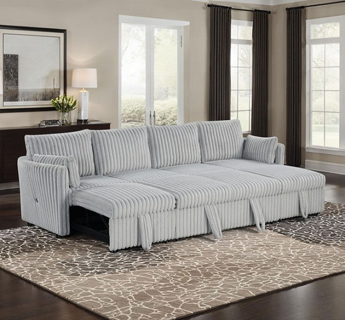 Denholme U-Sectional W/ Pull Out Model Sl64002Gy-Sect By Furniture Of America 