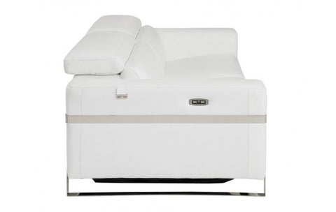 990 DivanItalia White Top Grain Italian Leather Sofa with Power ReclinersModel:  990-WHITE-S