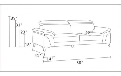 727 DivanItalia White Sofa – Top Grain Italian LeatherModel:  727-WHITE-S