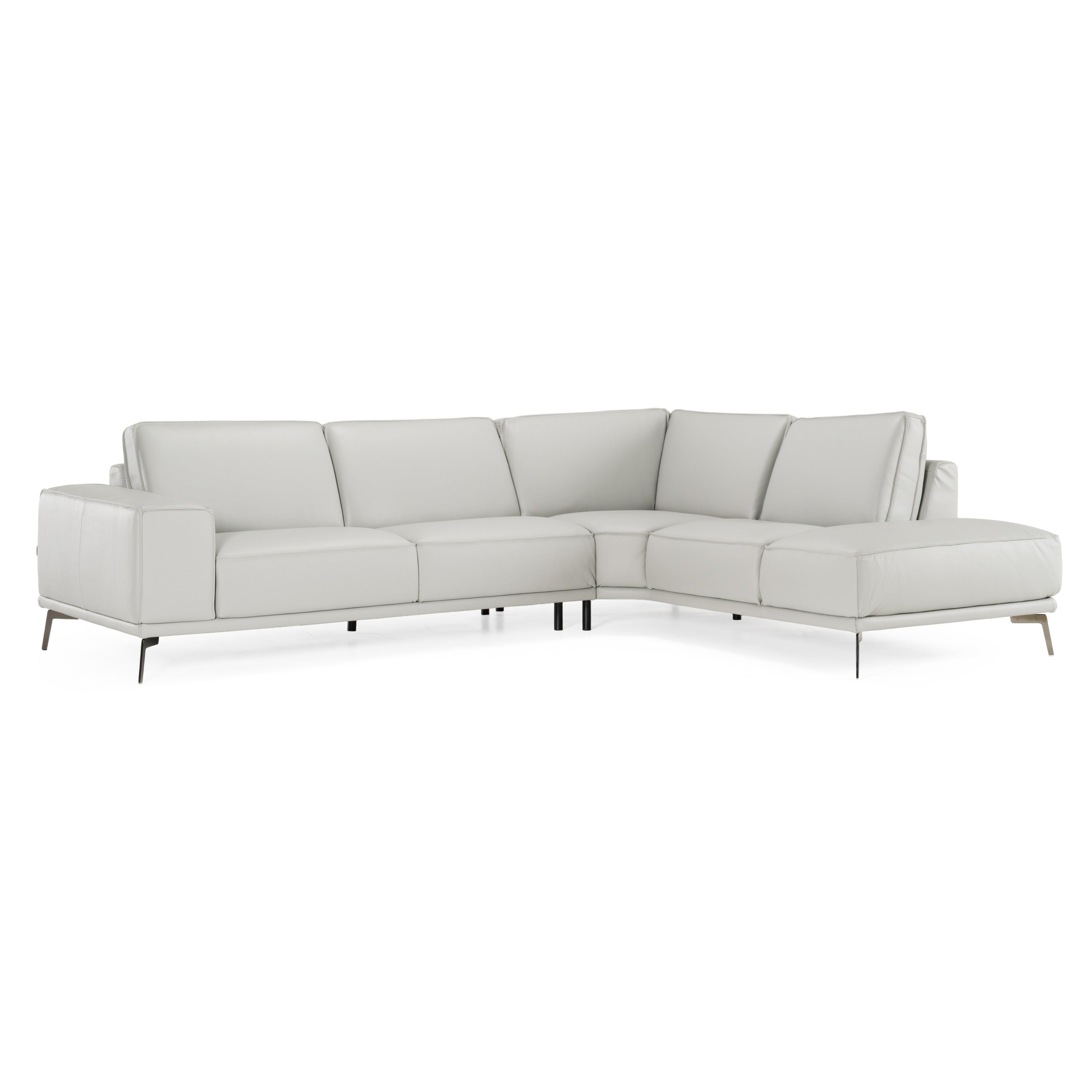 Lamod Italia Soho Italian Right Facing Light Grey Nirvana Leather Sectional Sofa Model VGCCSOHO-RAF-LTGRY-SECT