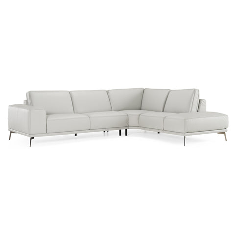Lamod Italia Soho Italian Right Facing Light Grey Nirvana Leather Sectional Sofa Model VGCCSOHO-RAF-LTGRY-SECT
