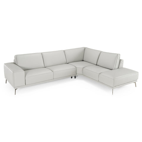 Lamod Italia Soho Italian Right Facing Light Grey Nirvana Leather Sectional Sofa Model VGCCSOHO-RAF-LTGRY-SECT