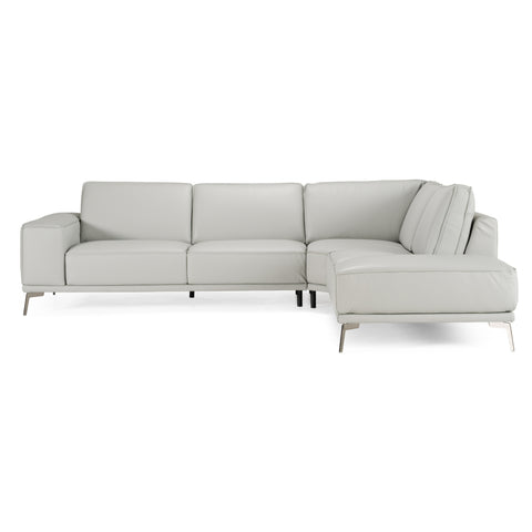 Lamod Italia Soho Italian Right Facing Light Grey Nirvana Leather Sectional Sofa Model VGCCSOHO-RAF-LTGRY-SECT