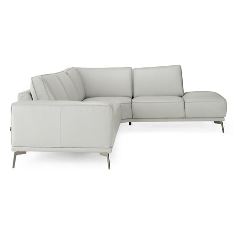 Lamod Italia Soho Italian Right Facing Light Grey Nirvana Leather Sectional Sofa Model VGCCSOHO-RAF-LTGRY-SECT