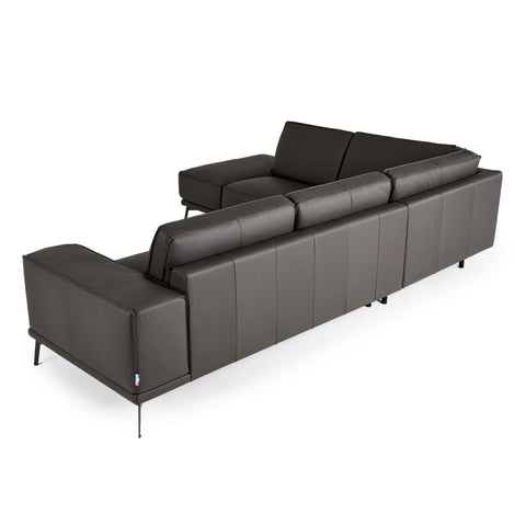 Lamod Italia Soho Italian Left Facing Grey Nirvana Fume Leather Sectional Sofa Model VGDTSOHO-LAF-GRY-SECT-SOFA