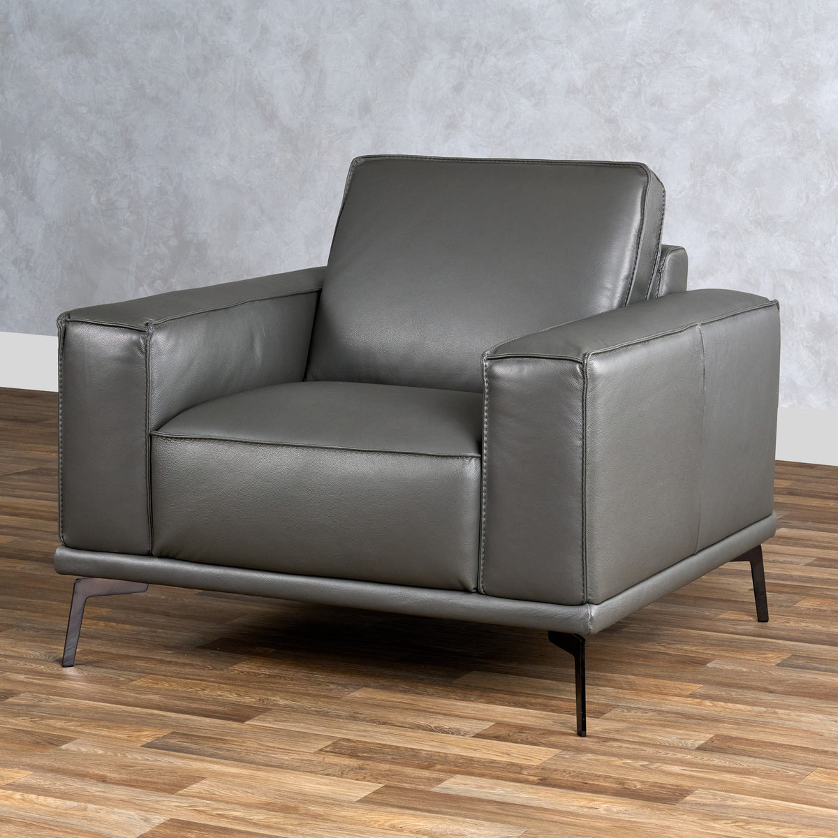 Lamod Italia Soho Italian Grey Leather Armchair Model VGDTSOHO-GREY-CHR