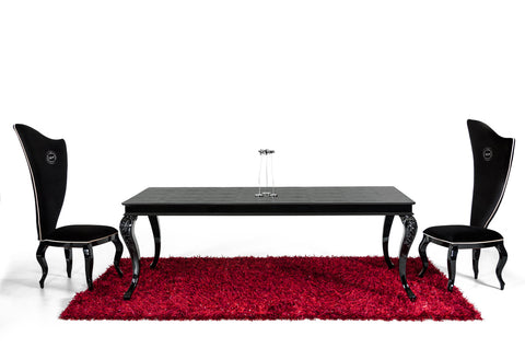 A&X Sovereign Transitional Black Crocodile Dining Table With Black Gloss Legs Model VGUNRC830-220-BLK