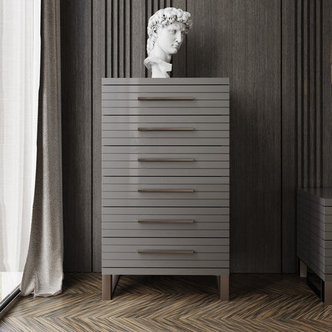 Modrest Splendor Grey High Gloss Slatted Chest Model VGVCJ20256-6H-GRY-CHEST
