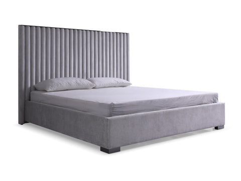 Modrest Splendor Silver & Grey Velvet Upholstered King Platform Bed Model VGVCBD20256-BED-EK