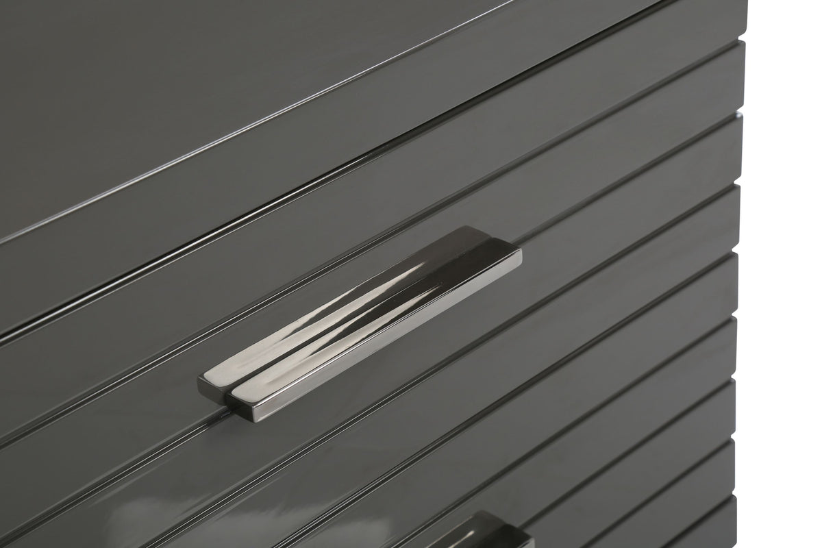 Modrest Splendor Grey High Gloss Slatted Nightstand Model VGVCN20256-GRY-NS