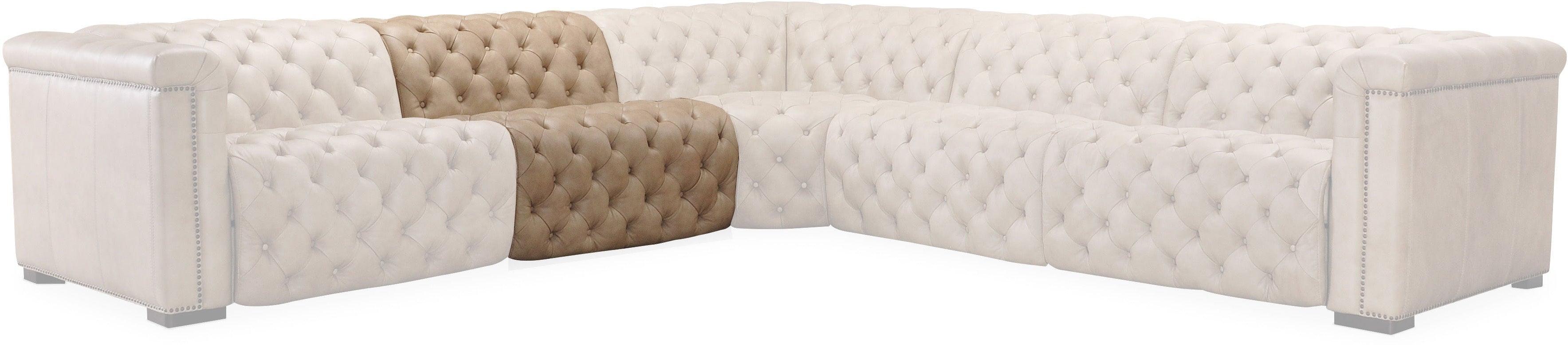 Hooker Furniture Living Room Savion Grandier 5-Piece Power HR Sectional w/2 Power Recline