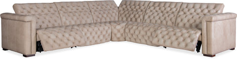 Hooker Furniture Living Room Savion Grandier 5-Piece Power HR Sectional w/2 Power Recline