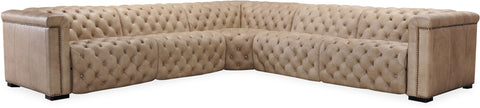 Hooker Furniture Living Room Savion Grandier 5-Piece Power HR Sectional w/2 Power Recline